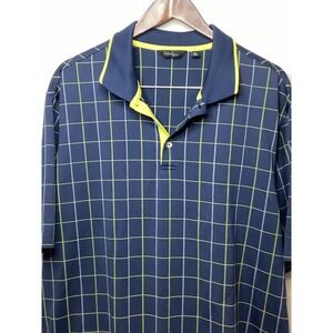 Walter Hagen XL Navy Blue Plaid Short‎ Sleeve Golf Polo Shirt Men's
